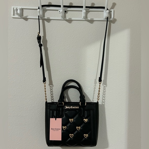 💜SOLD💜NWT Juicy Couture Colorful Love Mini Tote with Crossbody Strap Liquorice - Picture 5 of 14